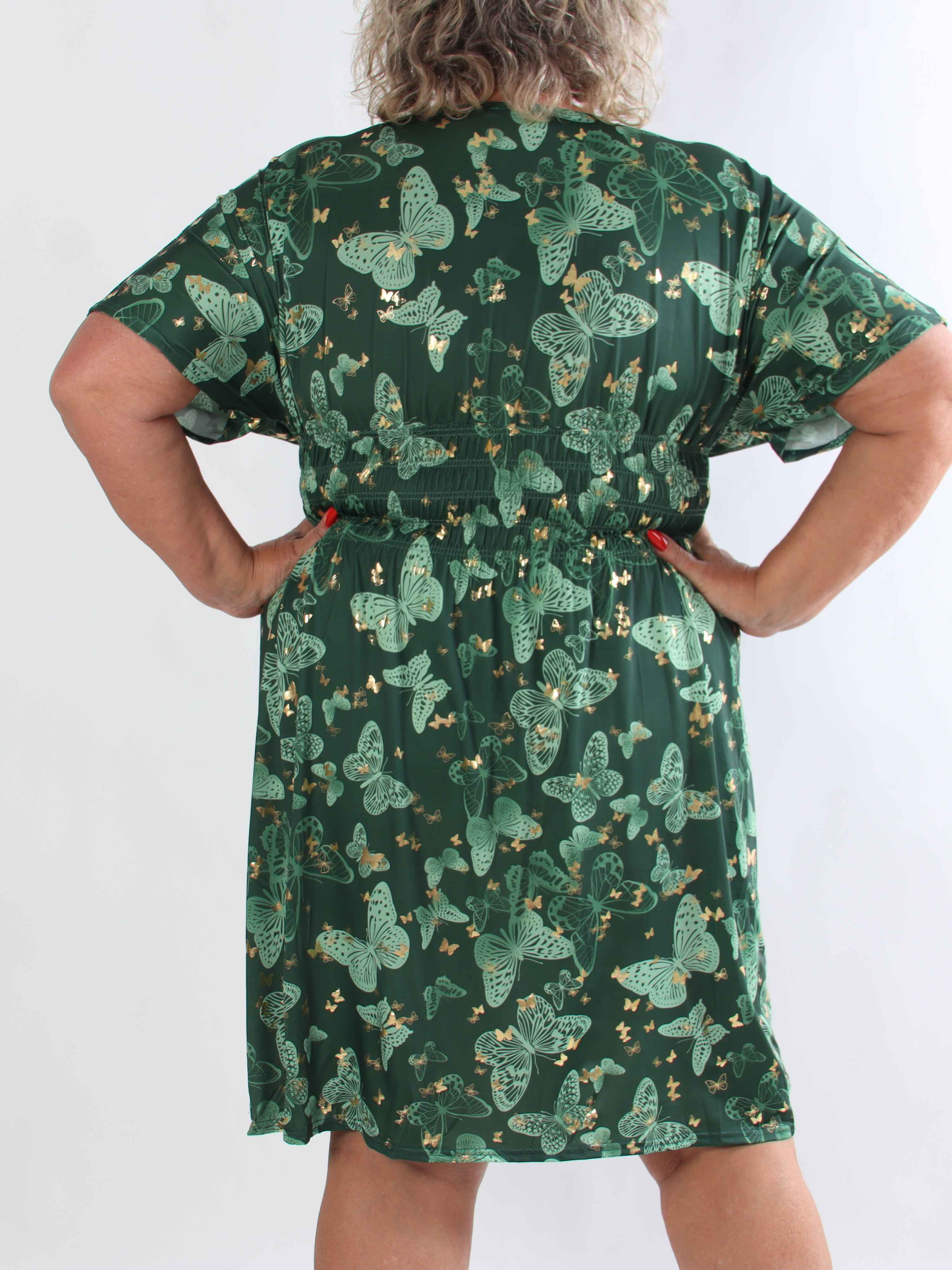 Pams Butterfly Short - Elastisk plus size kjole med sommerfugleprint
